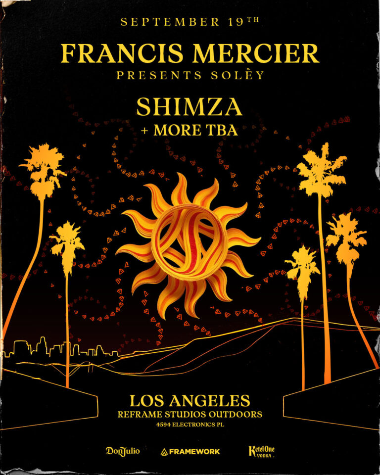 Official Francis Mercier presents Solèy poster featuring Shimza, September 19 at Reframe Studios Outdoors